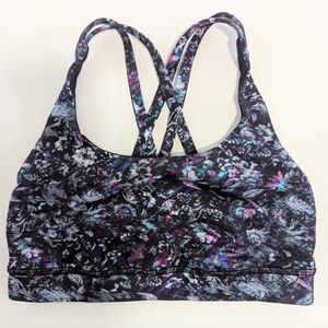 Lululemon Energy Sports Bra Strappy Cross Black Black Printed 4